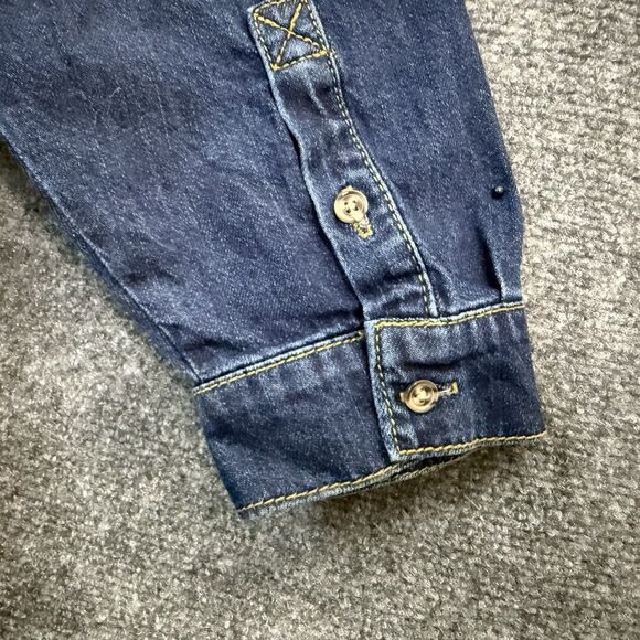 AVA & VIV Long Sleeve Denim Shacket Shirt Fitted Women 3X Dark Wash Button Darts - Picture 11 of 13